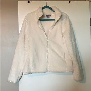 Fuzzy white zip up.